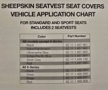 (82111468136)-BMW Factory Sheepskin Seat Vests (grey)-for front seats only - 3/5/7 Series & X5 (pre-owned)