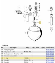 (34331119868)-O-Ring for Brake Accumulator (15.3x2.4mm)-533/535 (-88), 633/635 (83-89), 733/735 (E23), 750i (88-91) (6 available)