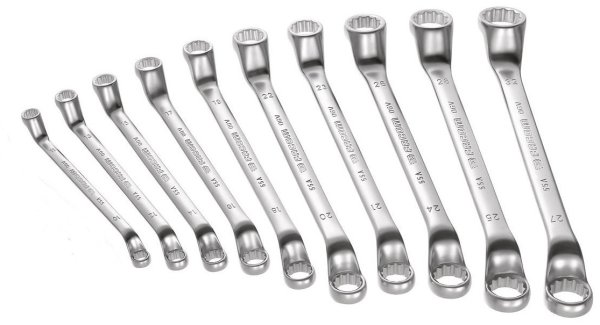 (55A.JU10)-10pc Fractional Offset Box Wrench Set (1/4-1 1/14") (20 sizes) (Facom)