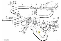 (11531306832)-Hose-Thermostat Housing Cover to Lower Radiator- M5/M6 (87-88) (Genuine BMW) (1 available)