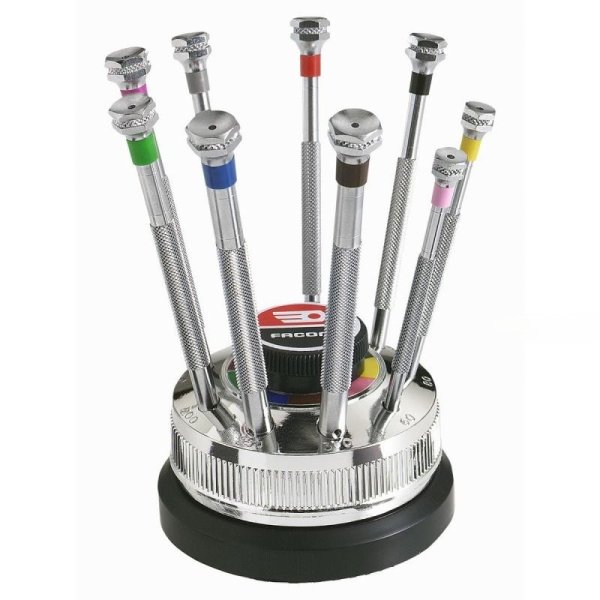 (HB.4) - Watchmaker Slotted Screwdriver Set-9pc (with Carousel Stand)