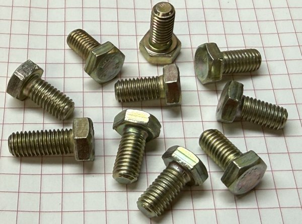 (M8-Bolt-16mm) - Hex Bolt-8x16mm Yellow Zinc (Bag of 10pc) (made in Germany)