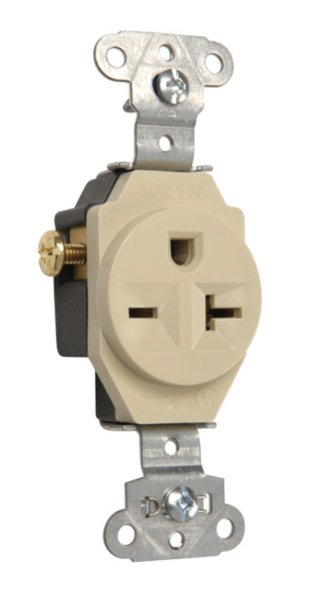 (PS)(5851-I) -20a/250v Commercial Grade Single Receptacle (Ivory) (free shipping on 5 or more) (10 available)