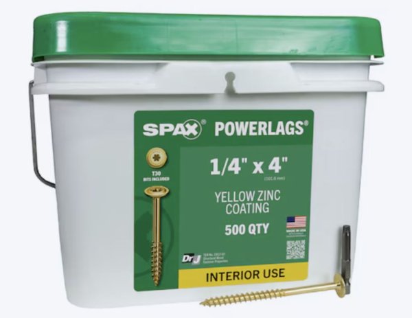 1/4 x 4" Washer Head Lags-Yellow Zinc Torx (500pc) (Dropship)