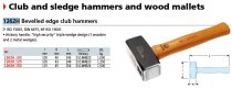 (1262H.150)-Club Hammer w/Hickory Handle (Beveled Edge)(3.3lbs)