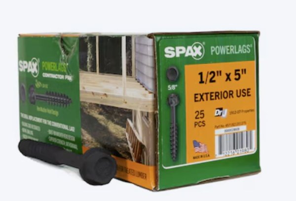 1/2" x 5" Lag Screw-Hex Head HCR (25pc) (Close out-2 available)
