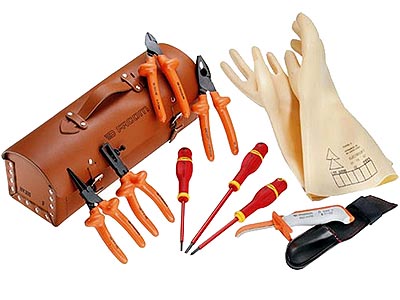 (2180B.VSE)-9pc Insulated Electricians Tool Set w/Leather Bag