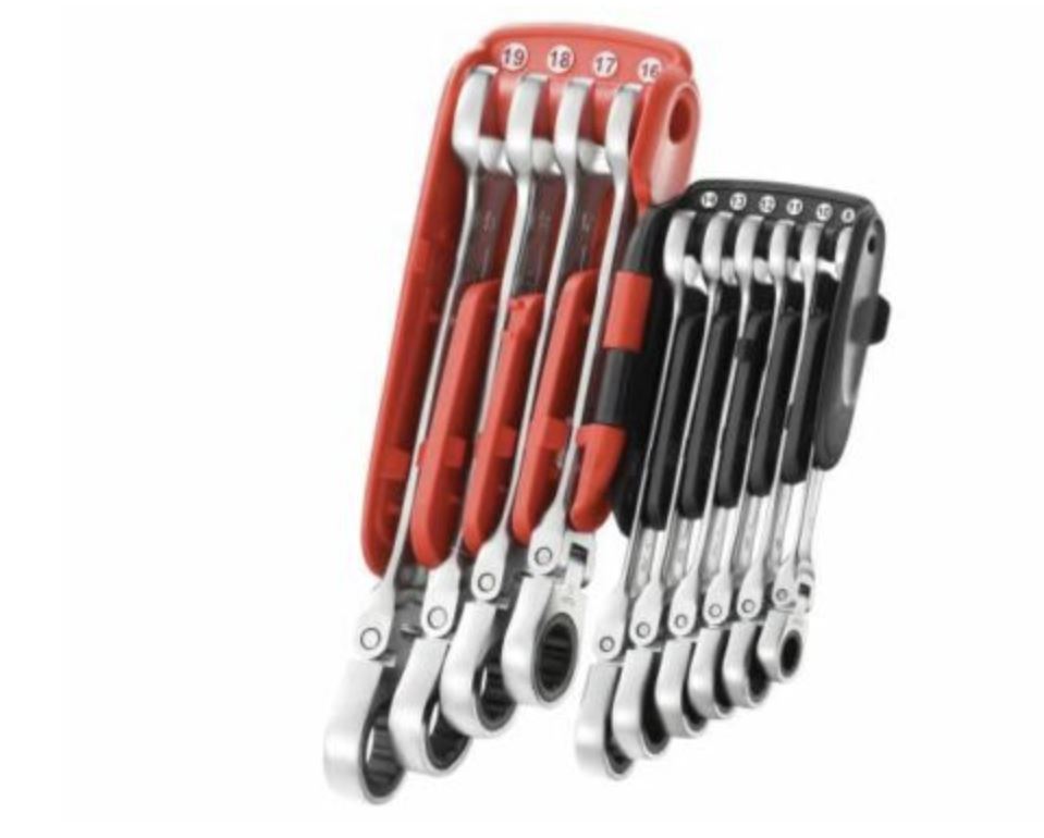 (467BF.JP10)-10pc Ratcheting Hinged Comb Wrench Set (8-19mm)