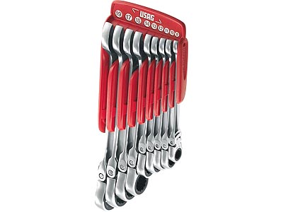 (467F.JP9)-9pc Ratcheting Hinged Comb Wrench Clip Set (USAG)