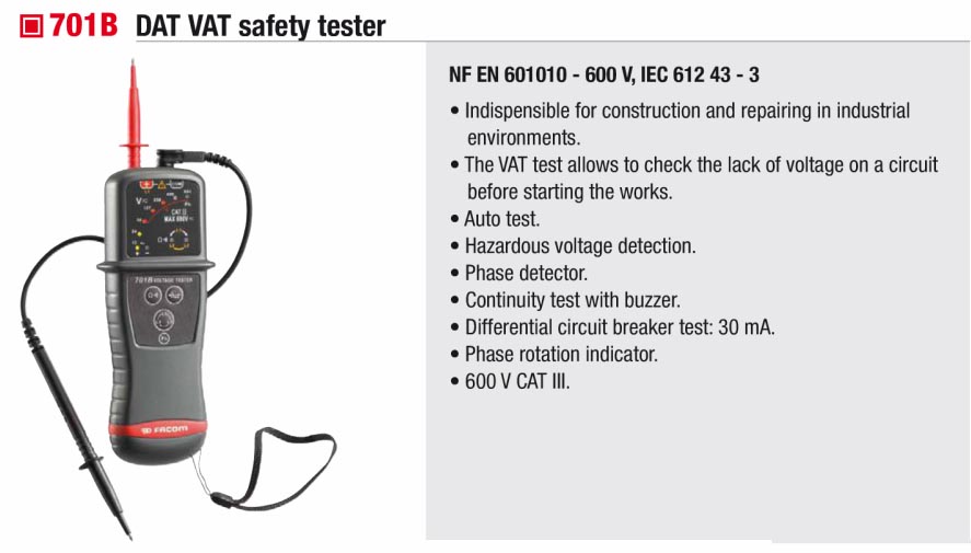zašto suvremena rana  701B) -DAT/VAT Voltage Safety Tester (Facom)