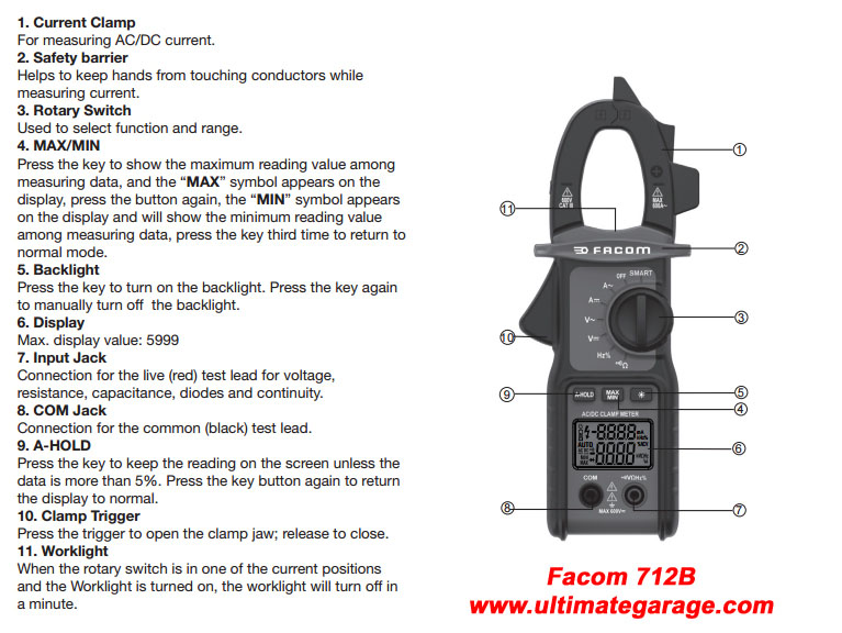 Facom 712B-Smart Pinza Digital Multi Meter 