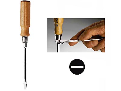 (ATHH.10x175)-Wood Handle Slotted Screwdriver w/Bolster-10x175mm