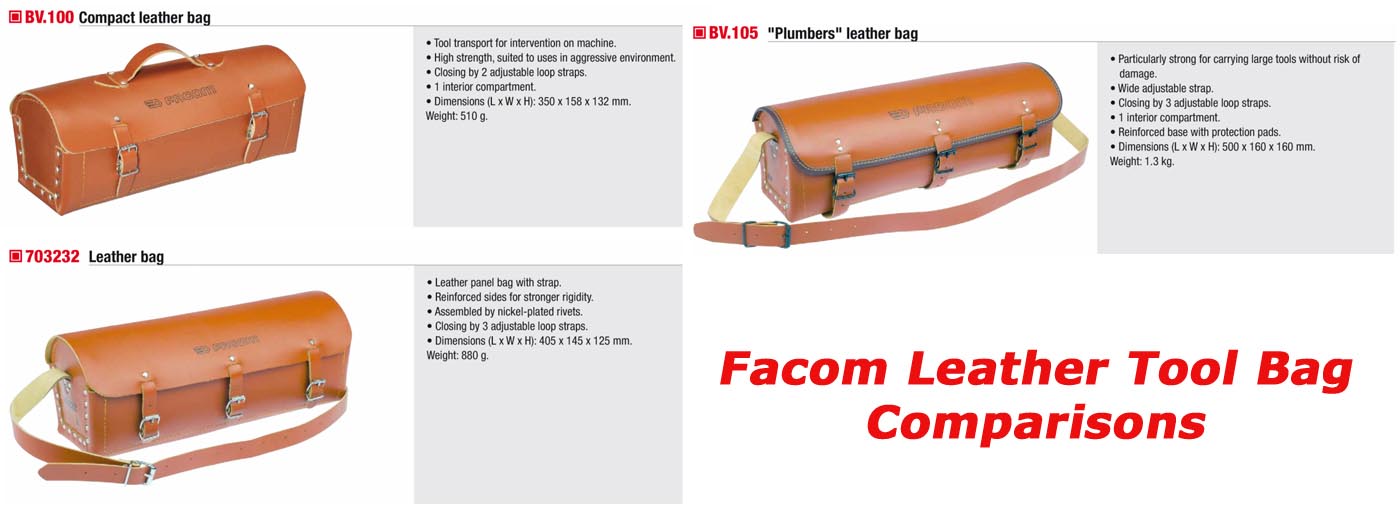 FACOM - Sacoche Outils en Cuir avec Bandoulière - 703232 - Sac à Outillage  - Trousse à Outils Professionnelle ou Bricolage - Robuste et Durable 
