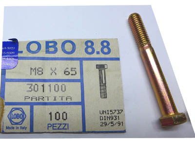 Hex Bolt (Lobo) -8x65mm Yellow Zinc (Bag of 5pc)